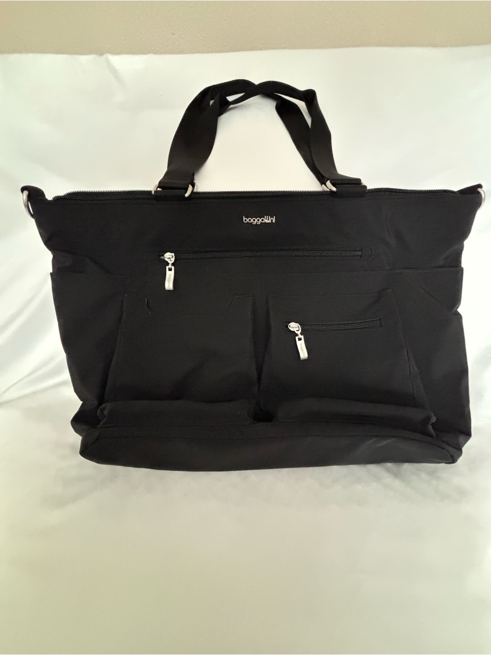 Baggallini Black Multi-Pocket Nylon Tote